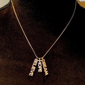 Sterling Silver “Believe, Dream, Hope” Charm Necklace